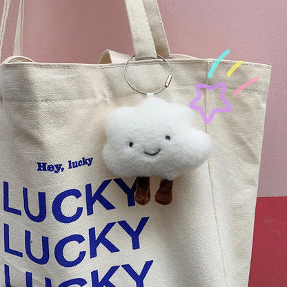 Cute Plush White Cloud  Keychain Charm