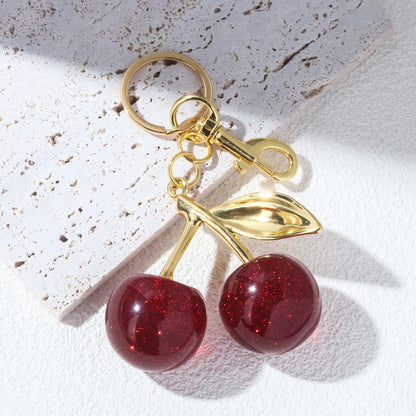 Cherry Red Keychain Handbag Charm