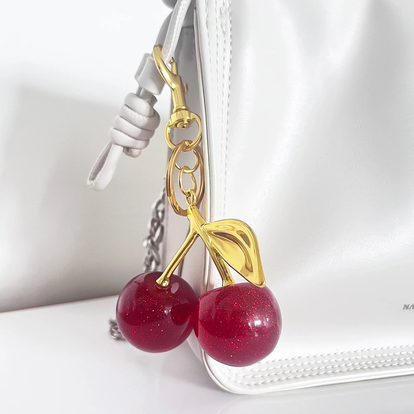 Cherry Red Keychain Handbag Charm