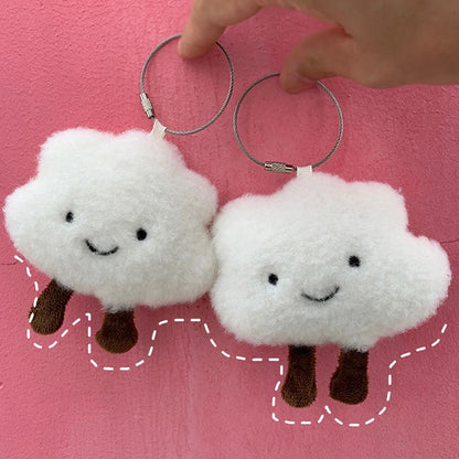 Cute Plush White Cloud  Keychain Charm