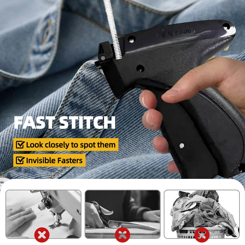 Micro Stitch Gun Quick Fixer Price Tag Gun Quilt Tacking Device Clothing Quick Stitch Repair Tag Attacher Gun Kit Sewing Tool